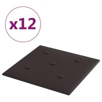 Wandpaneele 12 Stk. Schwarz 30x30 cm Kunstleder 1,08 m²