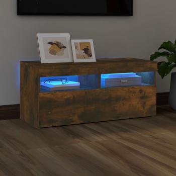 ARDEBO.de - TV-Schrank mit LED-Leuchten Räuchereiche 90x35x40 cm