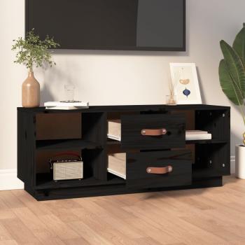 TV-Schrank Schwarz 100x34x40 cm Massivholz Kiefer