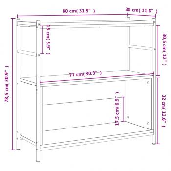 Bücherregal Sonoma-Eiche 80x30x78,5 cm Holzwerkstoff und Eisen