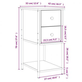 Nachttische 2 Stk. Braun Eichen-Optik 32x42x70 cm Holzwerkstoff