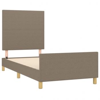 Bettgestell mit Kopfteil Taupe 90x190 cm Stoff