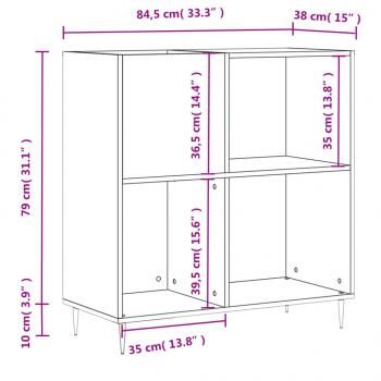 Plattenschrank Hochglanz-Weiß 84,5x38x89 cm Holzwerkstoff