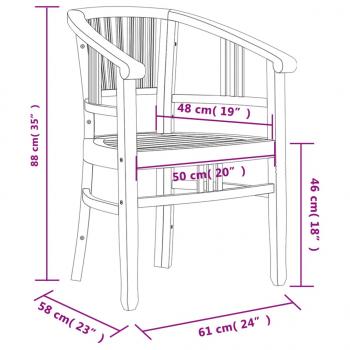 3-tlg. Garten-Essgruppe Massivholz Teak