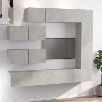 ARDEBO.de - 7-tlg. TV-Schrank-Set Betongrau Holzwerkstoff