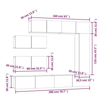 7-tlg. TV-Schrank-Set Betongrau Holzwerkstoff