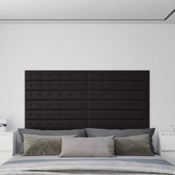 ARDEBO.de - Wandpaneele 12 Stk. Schwarz 90x15 cm Kunstleder 1,62 m²