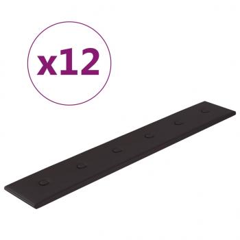 Wandpaneele 12 Stk. Schwarz 90x15 cm Kunstleder 1,62 m²