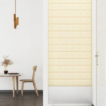 Wandpaneele 12 Stk. Creme 90x15 cm Kunstleder 1,62 m²