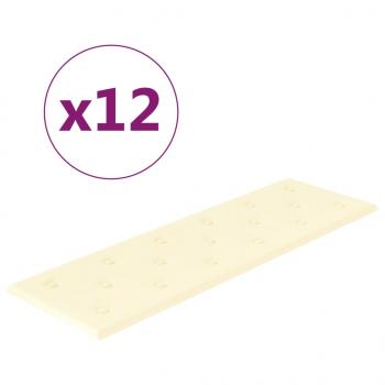 Wandpaneele 12 Stk. Creme 90x30 cm Kunstleder 3,24 m²