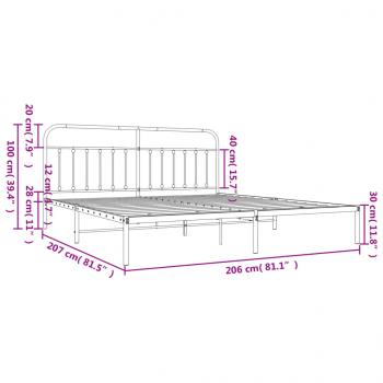 Bettgestell mit Kopfteil Metall Schwarz 200x200 cm