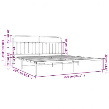 Bettgestell mit Kopfteil Metall Weiß 200x200 cm