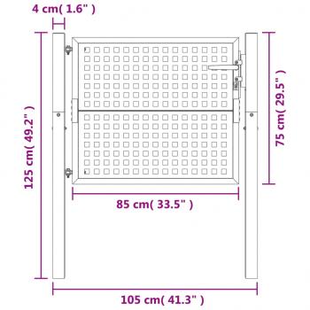 Gartentor Anthrazit 105x125 cm Stahl