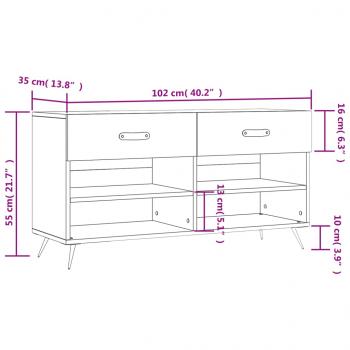 Schuhbank Hochglanz-Weiß 102x35x55 cm Holzwerkstoff