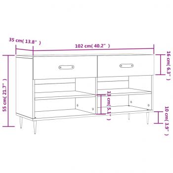 Schuhbank Betongrau 102x35x55 cm Holzwerkstoff