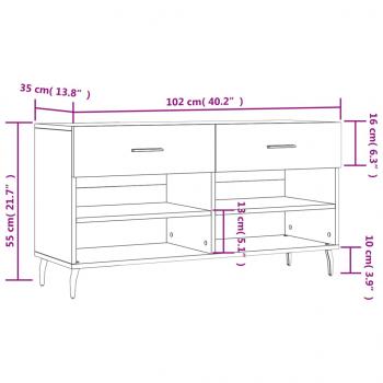 Schuhbank Schwarz 102x35x55 cm Holzwerkstoff