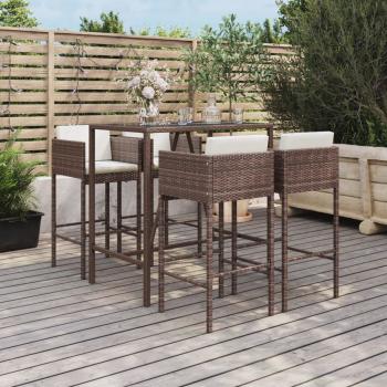 ARDEBO.de - 5-tlg. Gartenbar-Set mit Kissen Braun Poly Rattan