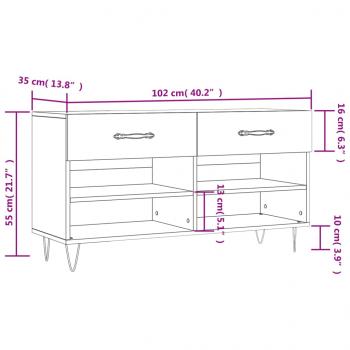 Schuhbank Schwarz 102x35x55 cm Holzwerkstoff