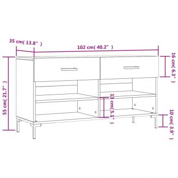 Schuhbank Sonoma-Eiche 102x35x55 cm Holzwerkstoff