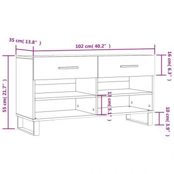 Schuhbank Grau Sonoma 102x35x55 cm Holzwerkstoff