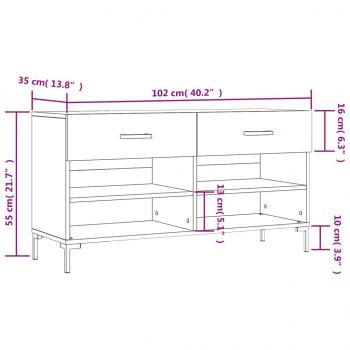 Schuhbank Schwarz 102x35x55 cm Holzwerkstoff