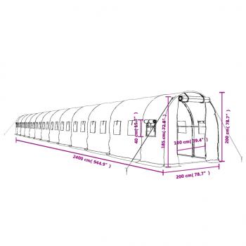 Gewächshaus mit Stahlrahmen Weiß 48 m² 24x2x2 m