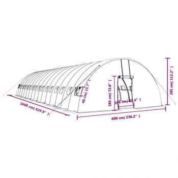 Gewächshaus mit Stahlrahmen Weiß 96 m² 16x6x2,85 m