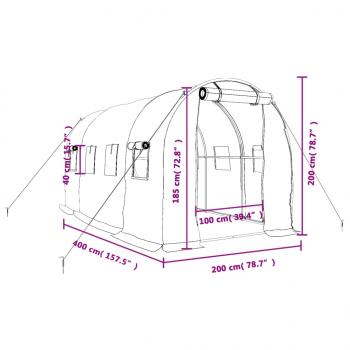 Gewächshaus mit Stahlrahmen Weiß 8 m² 4x2x2 m