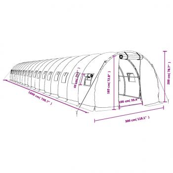 Gewächshaus mit Stahlrahmen Grün 54 m² 18x3x2 m