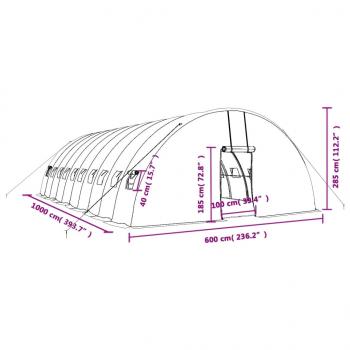 Gewächshaus mit Stahlrahmen Grün 60 m² 10x6x2,85 m