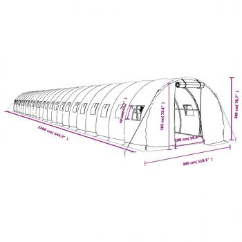 Gewächshaus mit Stahlrahmen Grün 72 m² 24x3x2 m