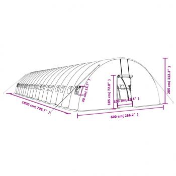 Gewächshaus mit Stahlrahmen Weiß 108 m² 18x6x2,85 m