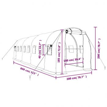 Gewächshaus mit Stahlrahmen Grün 16 m² 8x2x2 m