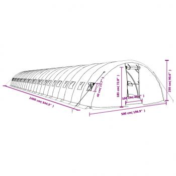 Gewächshaus mit Stahlrahmen Weiß 120 m² 24x5x2,3 m