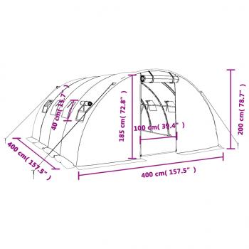 Gewächshaus mit Stahlrahmen Grün 16 m² 4x4x2 m