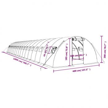 Gewächshaus mit Stahlrahmen Grün 72 m² 18x4x2 m