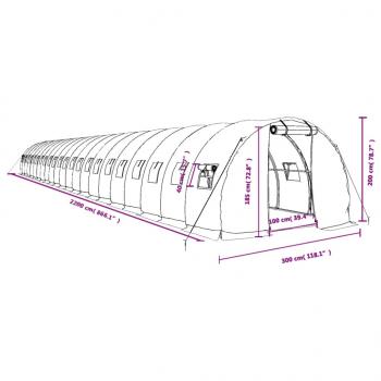 Gewächshaus mit Stahlrahmen Weiß 66 m² 22x3x2 m