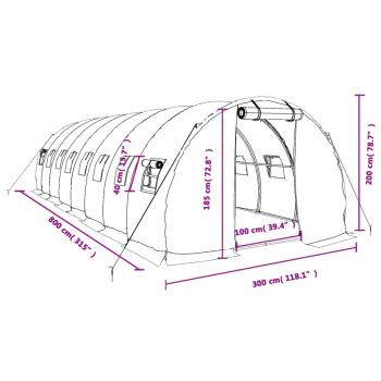 Gewächshaus mit Stahlrahmen Grün 24 m² 8x3x2 m