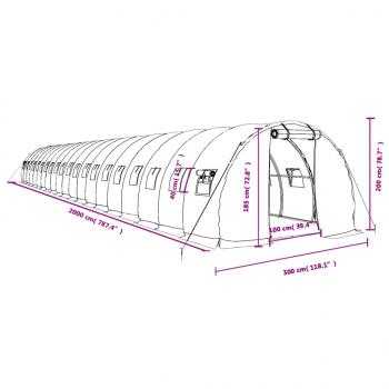 Gewächshaus mit Stahlrahmen Grün 60 m² 20x3x2 m