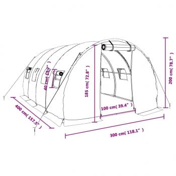 Gewächshaus mit Stahlrahmen Grün 12 m² 4x3x2 m