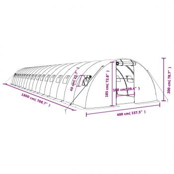 Gewächshaus mit Stahlrahmen Weiß 72 m² 18x4x2 m