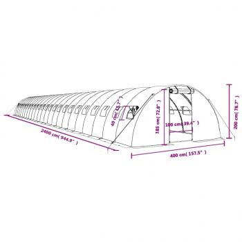 Gewächshaus mit Stahlrahmen Weiß 96 m² 24x4x2 m