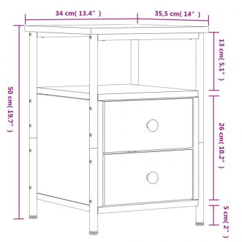 Nachttische 2 Stk Braun Eichen-Optik 34x35,5x50cm Holzwerkstoff