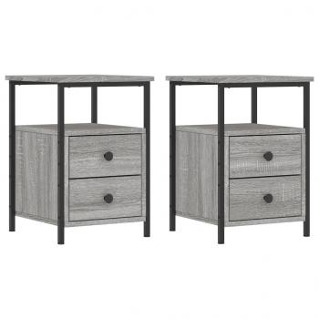 Nachttische 2 Stk. Grau Sonoma 34x35,5x50 cm Holzwerkstoff