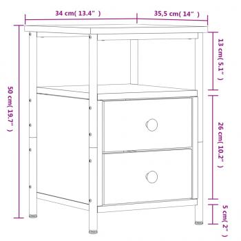 Nachttische 2 Stk. Grau Sonoma 34x35,5x50 cm Holzwerkstoff