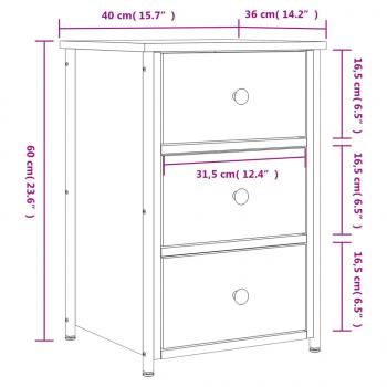 Nachttische 2 Stk. Grau Sonoma 40x36x60 cm Holzwerkstoff