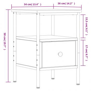 Nachttische 2 Stk. Braun Eichen-Optik 34x36x50 cm Holzwerkstoff