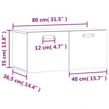 Wandschrank Hochglanz-Weiß 80x36,5x35 cm Holzwerkstoff