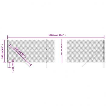 Maschendrahtzaun Silbern 1,6x10 m