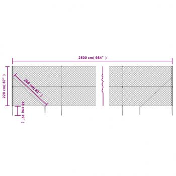 Maschendrahtzaun mit Bodenhülsen Anthrazit 2,2x25 m